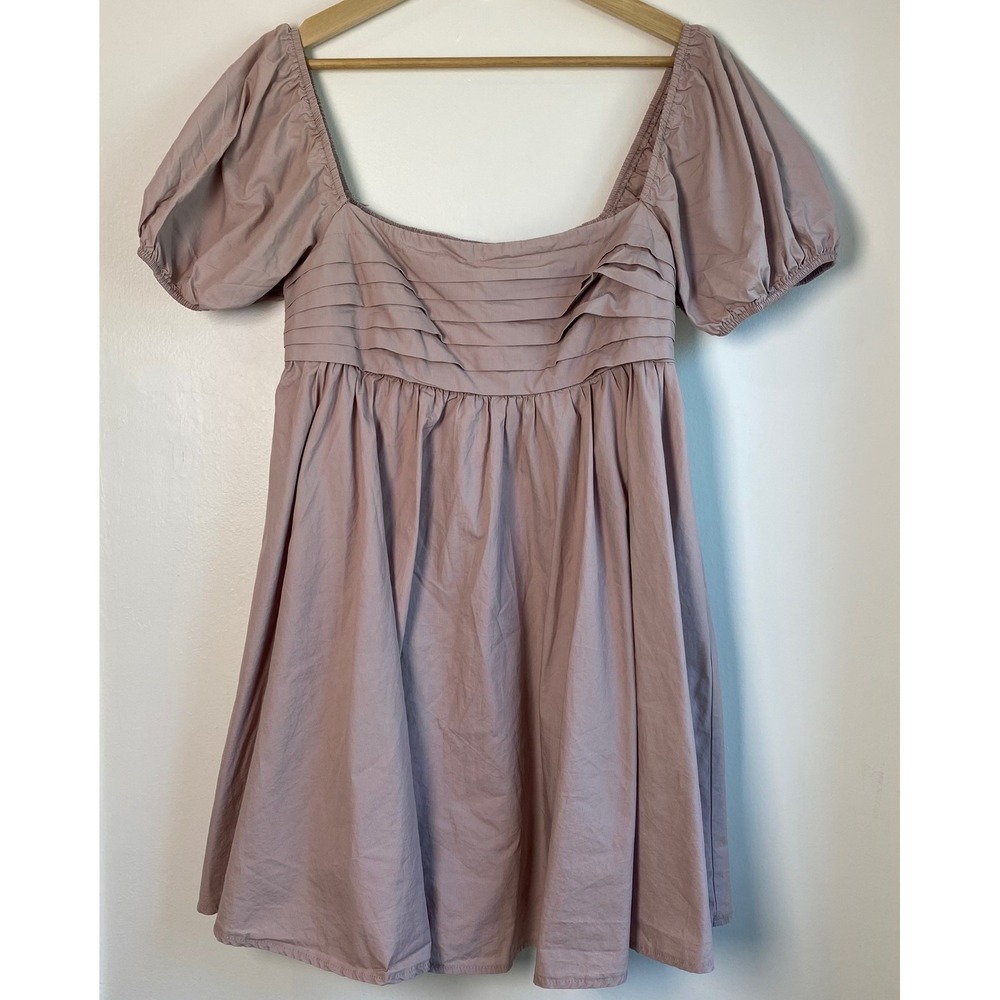 Princess Polly Mini Dress Womens 8 Mauve Pink Puff Sleeve Smocked Babydoll